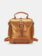 Vintage Rivet Multi-carry Backpack Faux Leather Waterproof Convertible Strap Handbag - Brown