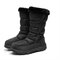 Women Winter Warm Plush Non Slip Black Mid Calf Boots - Black