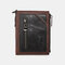Men Rfid Genuine Leather Multi-slots 7 Card Slots Zipper Wallet Coin Purse - Black