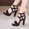 Women High Heels Open Toe  Zipper  Sandals - Black