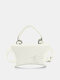 Women Faux Leather Solid Color Wear Resistant Large Capacity Underarm Bag Handbag Shoulder Bag - White