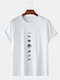 Plus Size Mens Moon Print 100% Cotton Fashion Short Sleeve T-Shirts - White