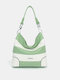 Women Vintage Faux Leather Solid Color Large Capacity Waterproof Handbag Shoulder Bag Tote - #22