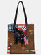 Women Black Cat Independent Leather Tote Bag Sticker  Shoulder Bag Handbag Tote - Brown