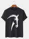 Mens Horse Head Graphic Crew Neck Casual 100% Cotton Short Sleeve T-Shirts - Black
