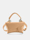 Women Faux Leather Solid Color Wear Resistant Large Capacity Underarm Bag Handbag Shoulder Bag - Khaki