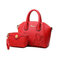 Ladies Stylish Flower Empaistic 2PC Handbag Clutch PU Leather Shell Bags - Red