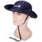 Mens Foldable Quick Dry Thin Visor Bucket Hats Fisherman Hat Outdoor Climbing Mesh Sunshade Cap - Dark Blue