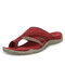 Women's Summer Canvas Breathable Flip-Flops Plus Size Comfy Casual Slippers - Red