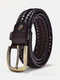JASSY 105-125cm Men's Leather Handwoven Vintage Casual Pin Buckle Hollow Belt - Coffee