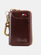 Men Vintage Genuine Leather Solid Multifunction RFID Wallet Keychain Wallet - Coffee