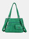 Vintage Faux Leather Waterproof Crossbody Bag Multi-pocket Large Capacity Handbag Tote - Green