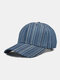 Unisex Cotton Stripe Pattern Fashion Simple Sunshade Baseball Caps - Blue