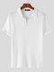 Kurzärmliges Herren-Golfshirt aus geripptem Strick mit Viertelreißverschluss - Weiß