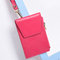 Genuine Leather Candy Color Card Holder Hang Bags  - Rose Red