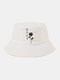 Unisex Cotton Rose Letter Pattern Print Fashion Sunshade Bucket Hat - White