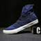 Men High Top Canvas Elastic Slip On Soft Casual Trainers - Blue