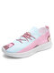 Large Size Women Casual Cartoon Pattern Soft Comfy Breathable Knit Walking Shoes - Pink
