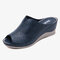 Women Peep Toe Breathable Hoolow Out Wedges Sandals - Blue