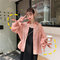 Solid color Loose casual  long sleeve shirt For Women - Pink shirt