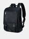 Men's Pu Retro Backpack Fashion Travel Bag School Bag Casual men's bag fashion computer double back - Black
