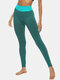 Women Seamless Jacquard Grid Texture Wideband Waist Yoga Sports Leggings Pants - Blue