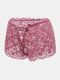Women Floral Hallow Out Lace Knotted Soft Comfy Sexy Panties - Pink