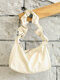 Women's Versatile Fold Handbag Simple Retro Solid Armpit Shoulder Bag Casual Fashion Soft Leather Messenger Bag - White
