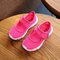 Girls Mesh Breathable Pure Color Hook Loop Casual Shoes - Rose Red