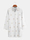 Mens Mid-Long Ethnic Totem Printed Long Sleeve Shirts - Off White