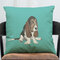 Cartoon French Bulldog Cotton Linen Pillowcase Square Living Room Sofa Decoration Cushion Cover - G
