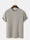 Camiseta de manga corta informal con textura de rayas para hombre Cuello - Caqui
