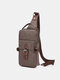 Canvas Soild Buckle Design Anti-theft Sling Bag Muti-Pocket Large Capacity Crossbody Bag Chest Bag - Khaki