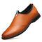 Men Microfiber Leather Slip Resistant Soft Sole Casual Formal Shoes - Brown 1