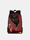 حقيبة ظهر نسائية أكسفورد مرقعة كبيرة سعة بطباعة على شكل قطة مخططة - أحمر