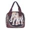 フクロウランチボックスバッグストレージランチバッグかわいい動物柄手織り布ランチバッグハンドバッグ   - ＃3