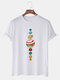 Mens Colorful Planet Printed Cotton Casual Round Neck T-shirts - White