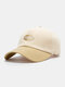 Unisex Cotton Color Contrast Patchwork Letter Label Embroidery All-match Sunshade Baseball Cap - Beige