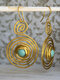 Ferida Multi-camada Espiral Geométrica Vintage Turquesa Liga Brincos - Ouro