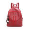Backpack Female New Trend Pu Soft Leather Fashion Wild Simple College Wind Leisure Travel Backpack - Red