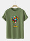 Mens Cube Graphic 100% Cotton Street Short Sleeve T-Shirts - Green