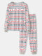 Allover Christmas Element Print Loose Homewear Jogger Pants Pajamas Set For Men - White