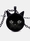 1 PC Casual Trend Cartoon Black Cat Pattern Glass Glass Pendant Necklace - #03