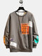 Mens Cool Pattern Graphic Slogan Print O-Neck Pullover Sweatshirt - Gray