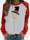 Cartoon Christmas Printed O-neck Long Sleeve Sweatshirt - Snowman