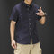 Japanese Large Size Striped Shirt Fashion Business Casual Men's Short-sleeved Shirt Men's Shirt - Navy