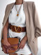 Solid Color Long Sleeve Blazer For Women - Khaki