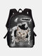 Women Large Capacity Cat Pattern Printing 14 Inch Laptop Bag Backpack - #04