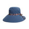 Women Summer Double-sided Wear Sunscreen Bucket Hat Casual Anti-UV Wide Brim Beach Hat - Blue