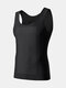 Mens Abdomen Control Breathable Quick-Drying Thin High Elasticity Skinny Tank Top Shapewear - Black